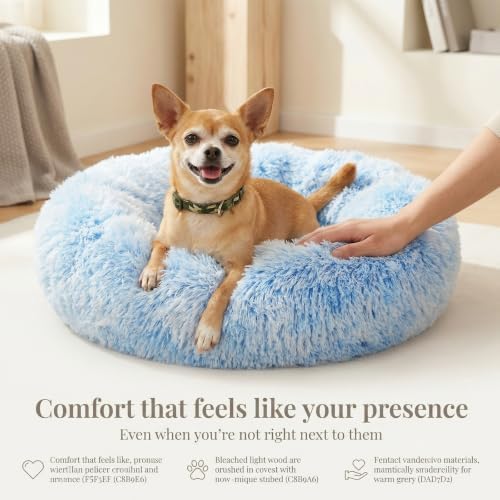 nononfish Soft Plush Dog Bed for Small Dogs, Cozy Calming Pet Bed - Image 2
