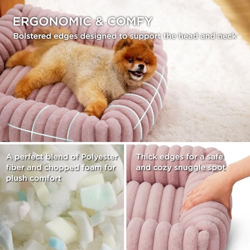 Bedsure ComfyFleece® Dog Bed for Small Dogs & Cats Washable，20in Blush Pink - Image 2