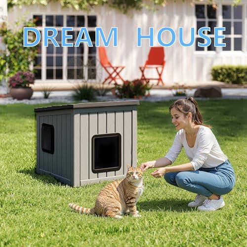 DRATO Outdoor Cat House Waterproof PP Material Feral Cat Shelter, Robust Sturdy - Image 4