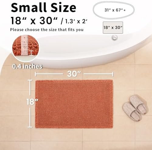 Burnt Orange Bathroom Rug, Fall Waffle Bath Mat Non Slip - Image 2