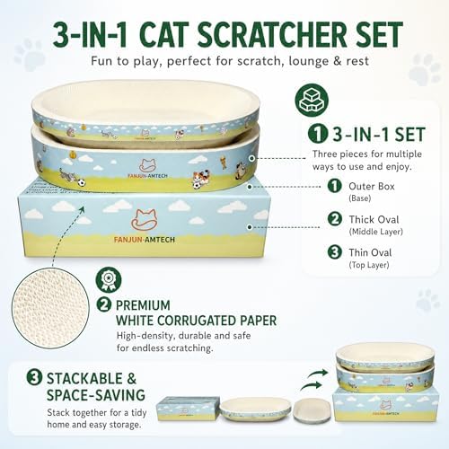 3-Piece Cardboard Cat Scratcher - Image 5