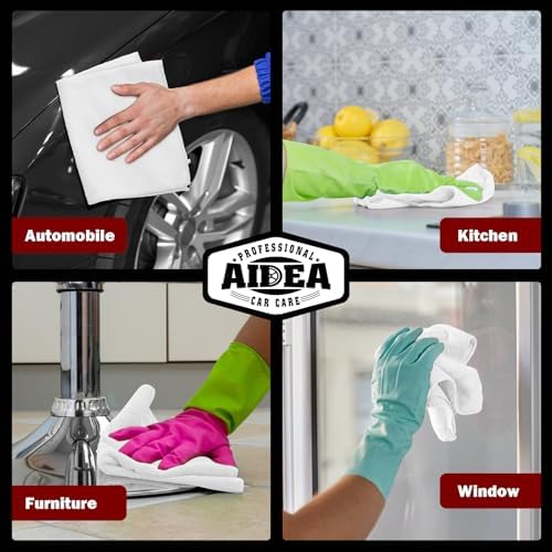 AIDEA Microfiber Cleaning Cloth White, Shop Towels 12×12" - Image 5
