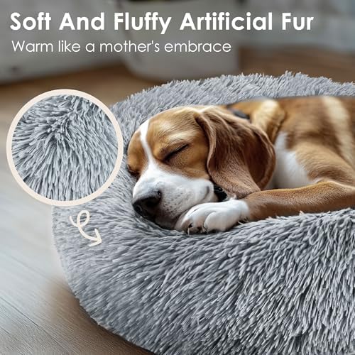 Hoewina Dog & Cat Bed for Indoor Cats, 20in Calming Donut Bed - Image 4