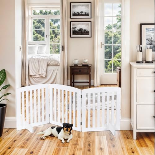 Freestanding Pet Dog Gate 24 Inch Foldable Dog Fence Indoor 3 Panel Extra Wide - Image 2