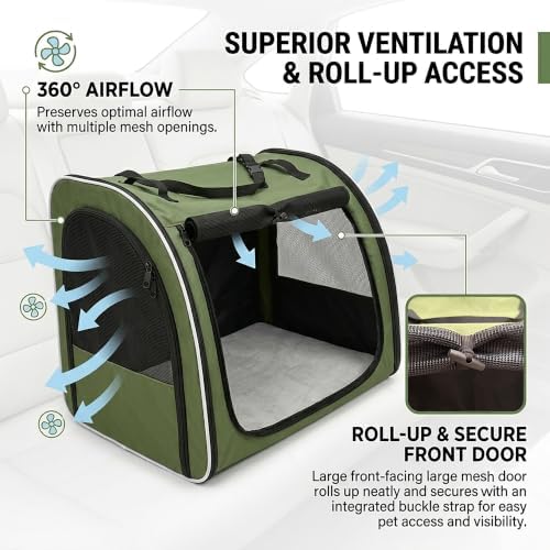 Dog Car Seat for Backseat, Enclosed Travel Carrier for Medium Dogs - Image 3