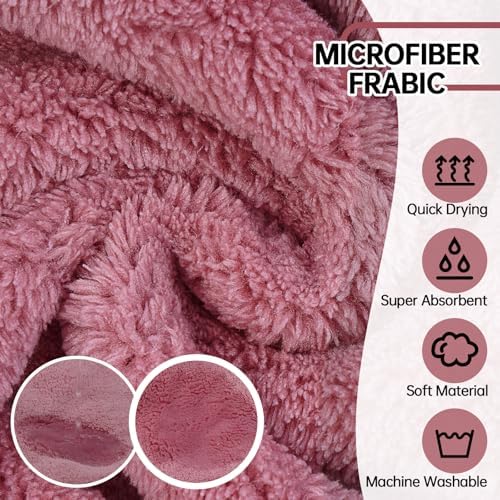 Dog Bathrobe, Fast Drying Coat, Super Absorbent Bath Towel Pink L - Image 2