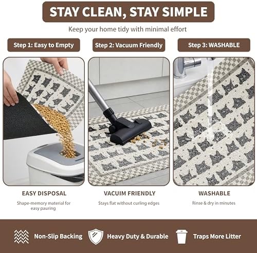 Cat Litter Mat 24"x15" for Litter Box, Non-Slip Washable Floor Mat - Image 5