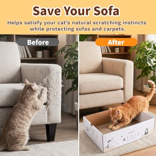 PatiencET Cat Scratch Pad with Box, Corrugated Cardboard Scratcher - Image 5