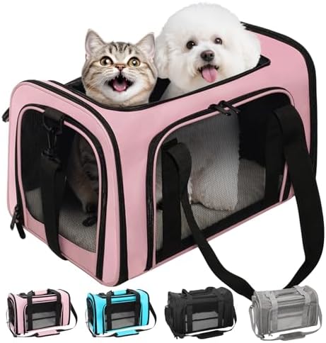 Soft-Sided Cat Carrier 20x13x13 in Expandable Travel Pet Bag 22LBS by Lowiparr