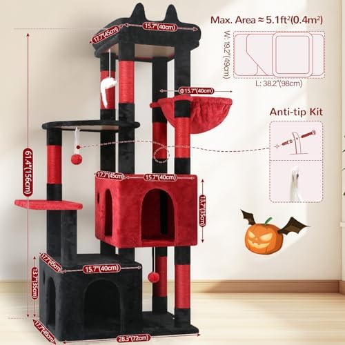 Globlazer Heavy Duty Cat Trees for Big Cats Maine Coon, Blood-Goth - Image 6