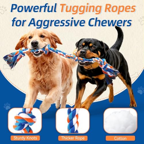 Forfon 9 Pack Dog Rope Toy Set for Large Dogs, Tough Dog Chew Toys for - Image 3