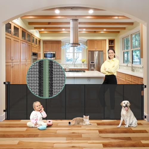 Reinforced Bottom 100 Inch Retractable Baby Gates Extra Wide Baby Gate by Babyproofingoutletcovers