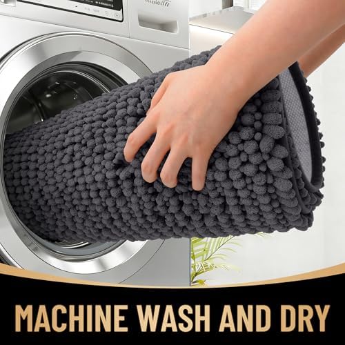 OLANLY Thick Chenille Large Bathroom Rugs Mats 44x32, Dark Grey - Image 4