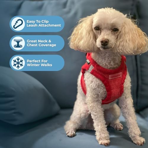 Voyager Step-in Plush Dog Vest Harness -Red Corduroy - Image 5