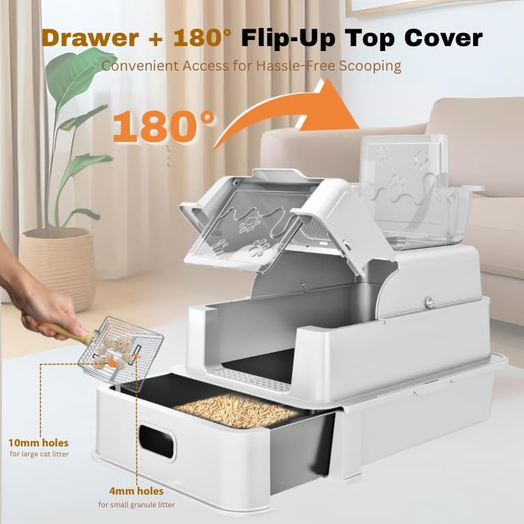 XXXL Jumbo Drawer Stainless Steel Cat Litter Box - Image 5
