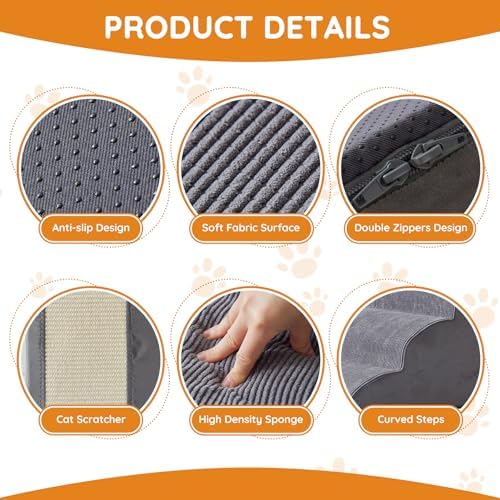 Ahpmeoa Dog Stairs for Small Dogs 19.7" H, Dog Ramp for Bed - Image 3
