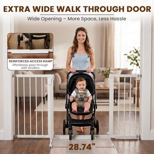 Mumeasy Extra Wide Baby Gate for Doorways, 36-63" Walk Thru Dog Gate - Image 5