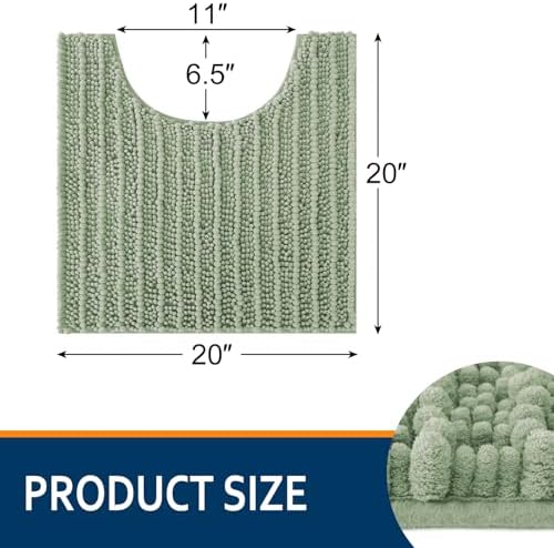 Smiry Bathroom Toilet Rugs U Shaped 20X20, Chenille Bath mats - Image 2