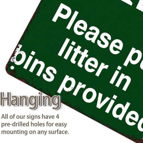 12 X 8in Aluminum Please Put Litter In Bins Provided Metal Sign - Image 5