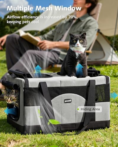 Pecute Large Cat Carrier, Soft Double Pet Crate - Image 5
