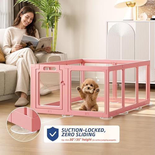Clear Acrylic Dog Playpen Indoor Pet Pen, 8 Panels - Image 4