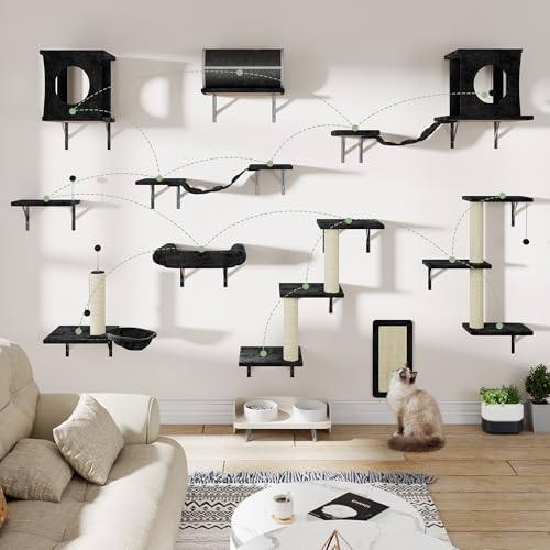 12-in-1 Cat Wall Shelves, Modern Wall-Mounted Cat Furniture - Image 2