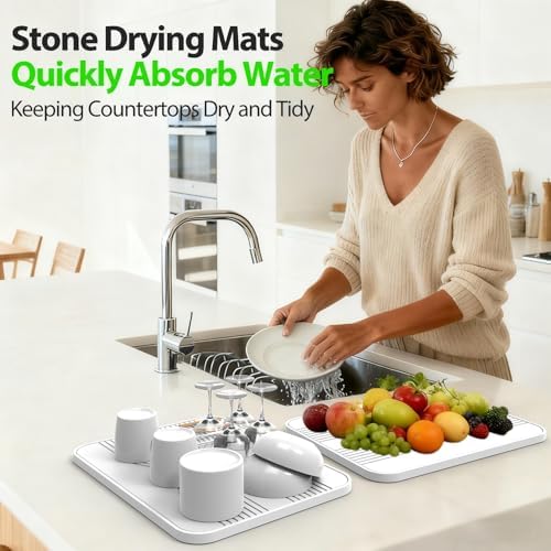 2 PCS Stone Dish Drying Mat ＆ Silicone Mat - Image 4