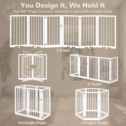 32" Extra Tall Free Standing Dog Gate Indoor, Foldable Pet Gate - Image 3