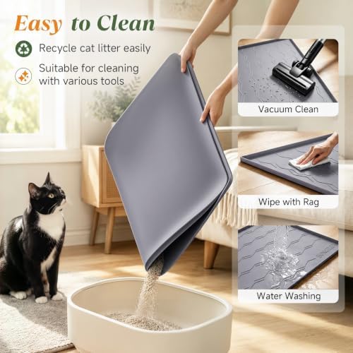 Songrey Silicone Cat Litter Mat 34" x 22", Large Litter Trapping Mat - Image 4