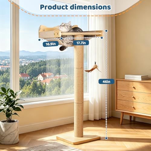 Cat Window Perch Hammock with 3-Piece Detachable Sisal Scratching Posts - Image 3