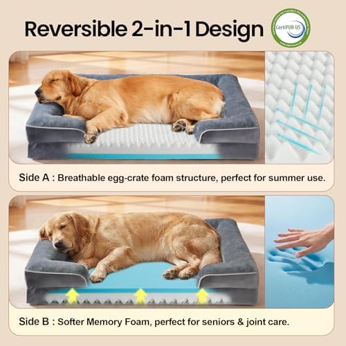 OhGeni Orthopedic Extra Large Dog Bed Couch, Memory Foam - Image 4