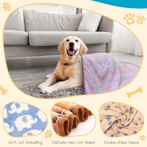 Tatuo 12 Pcs 41x30 in Puppy Dog Blankets Fleece Cat Pet Blankets Soft Warm - Image 3