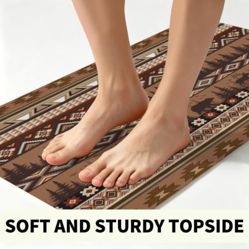 Giwawa Rustic Bear Deer Bath Rug Boho Ethnic Plush Carpet 20x32 Inch Soft - Image 3