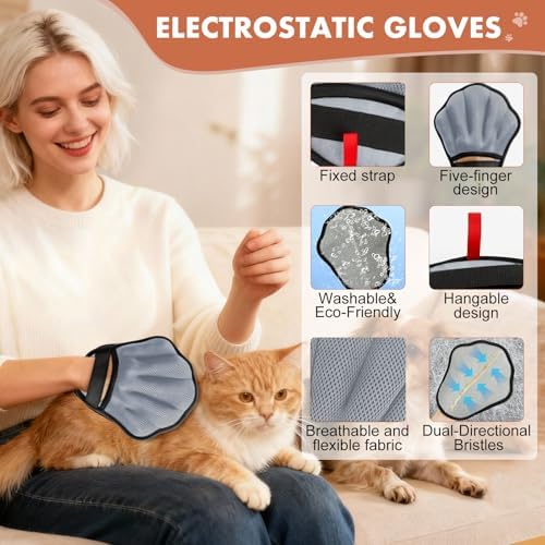 Pet Hair Removal Glove, Electrostatic Pet Hair Remover Glove - Image 3