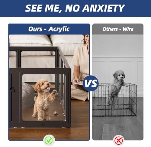 Clear Acrylic Dog Playpen Indoor Pet Pen, 12 Panels - Image 2