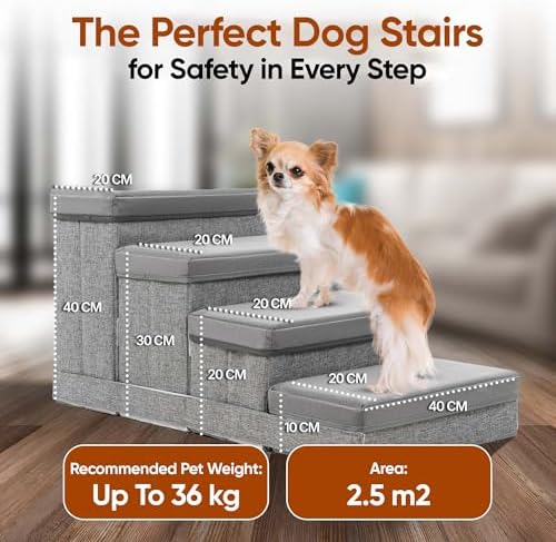 BOSQUE Dog Stairs for High Bed, Foldable Pet Stairs for Small Medium or Large - Image 2