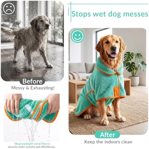 Dog Bathrobe, Super Absorbent for Small to Large Dogs, Lake Green 2XL - Image 2