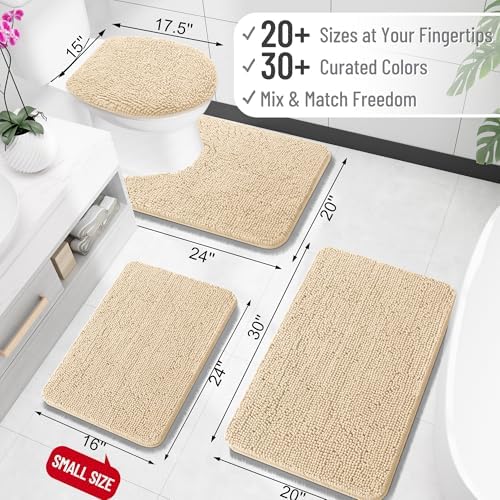 OLANLY Toilet Rugs U-Shaped 24x24, Soft Absorbent Chenille Contour Rugs - Image 2