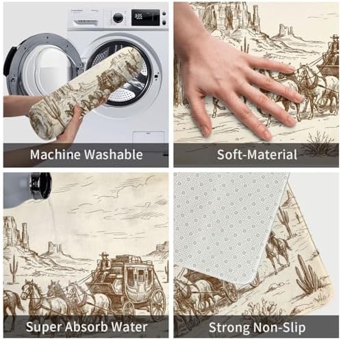 Western Desert Cowboys Bath Mat Non-Slip Soft Microfiber Bathroom Rugs Washable - Image 6