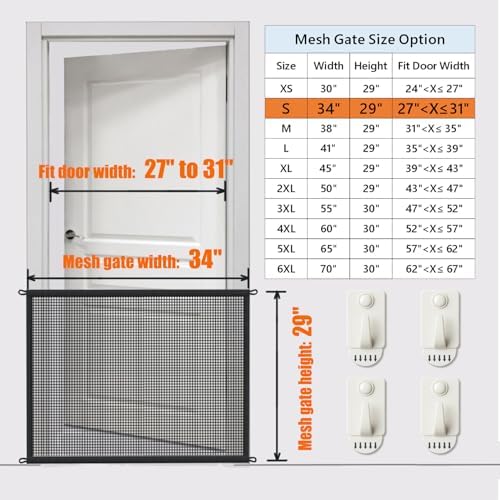 Cupount Dog Screen Mesh Gate for House, Stairs and Doorways, 29 x 34 in - Image 3