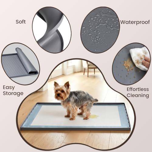 Dog Pee Pad Holder & Cat Litter Mat, L 34'' × 28'', Waterproof Floor Silicone - Image 5
