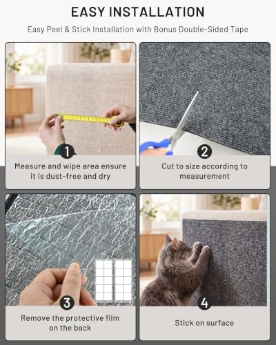 Cat Couch Scratcher for Furniture Protection, Self-Adhesive Cat Scratching Mat - Image 4
