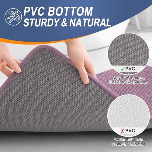 OLANLY Memory Foam Small Bathroom Rugs 24x16, Absorbent Bath Mat, Deep Plum - Image 4