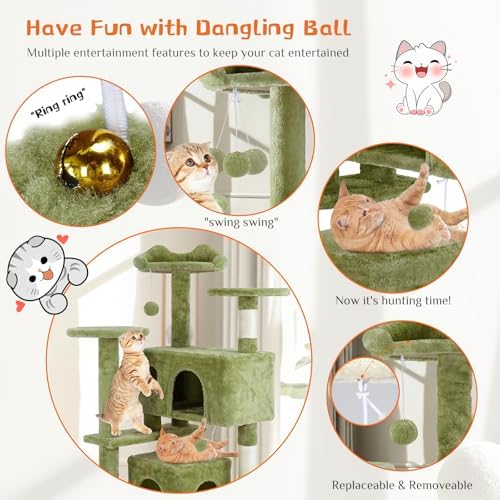 54 Inch Cat Tree Tower with Natural Sisal Scratching Post - Image 3