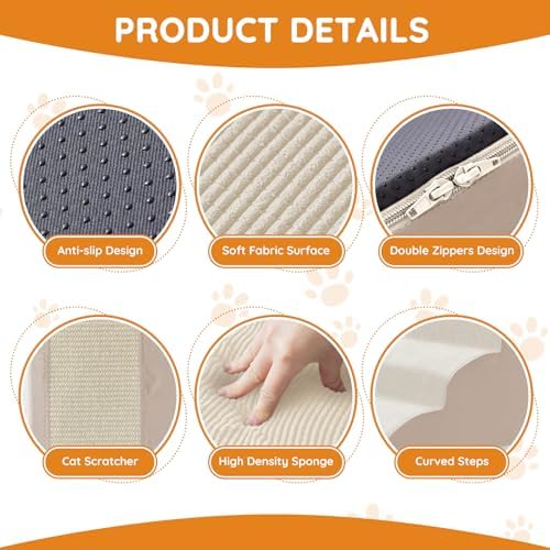 Ahpmeoa Dog Stairs for Small Dogs 19.7" H, Dog Ramp for Bed - Image 3