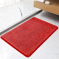 Chenille Bathroom Rug 24"x36" Red, Non-Slip Plush Bath Mat by Kildoss