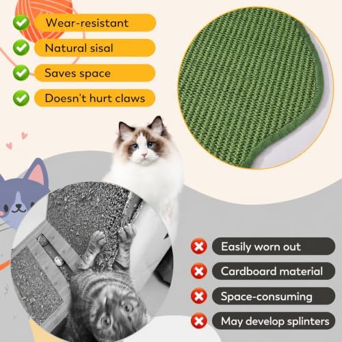 Cat Scratcher Mat with Sticky Tapes, Sisal Cat Scratching Carpet Wall Cat - Image 5