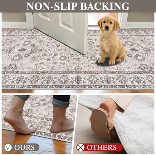 8x8 Area Rug Vintage Washable Large Carpet - Image 2