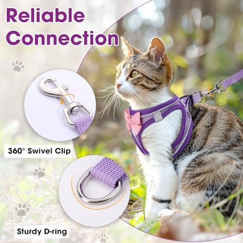 Cat Vest Harness and Leash Set, Escape Proof Kitten Harness Purple M - Image 3