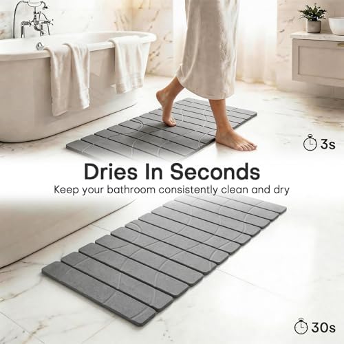 Linidcoud Foldable Stone Bath Mat, Non Slip Large Diatomaceous Shower Mat - Image 4